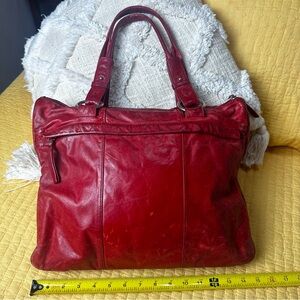 Latico red leather handbag or computer tote.